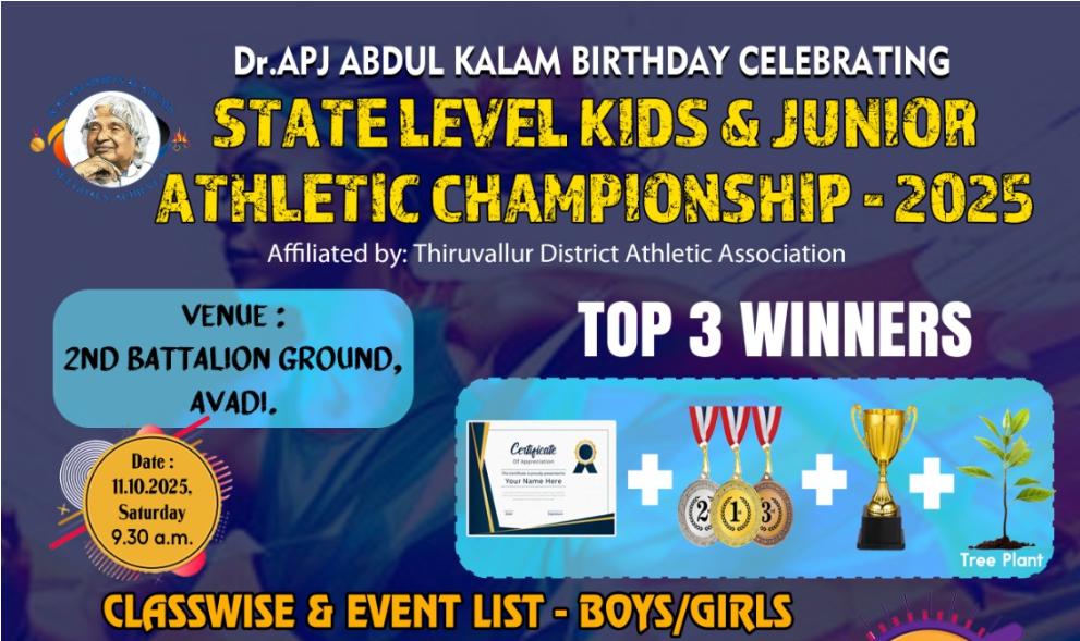 State Level Kids & Junior Athletic Championship Oct - 2025